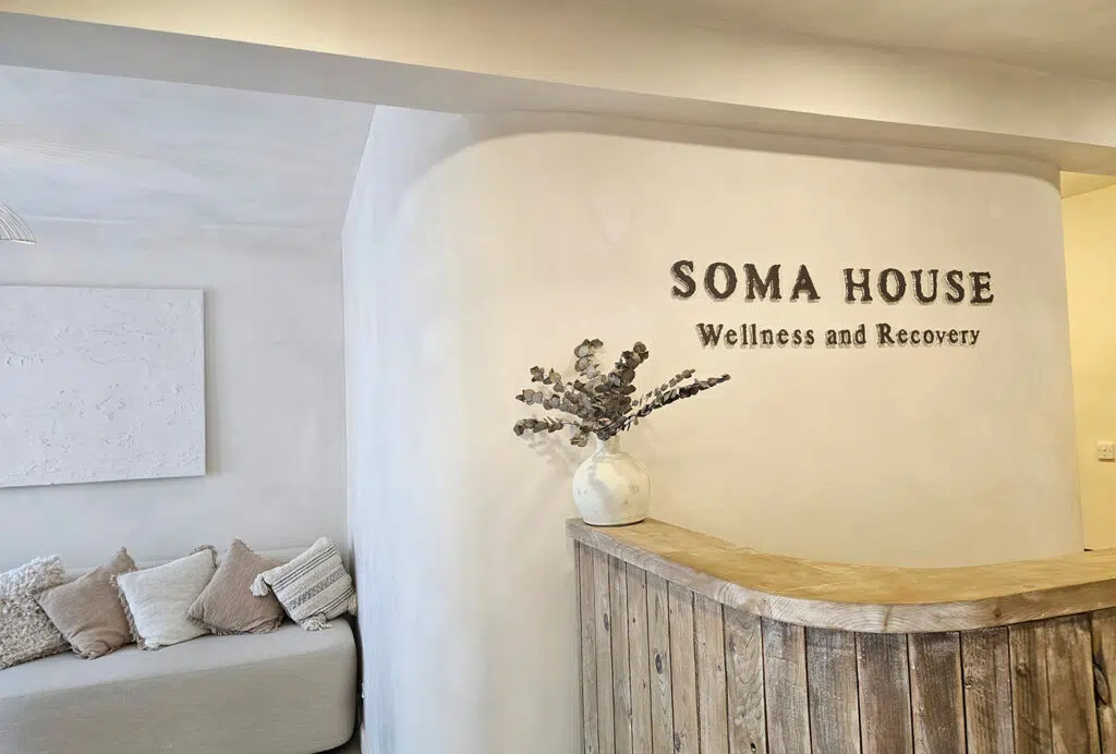 reception desk at soma house, wellness and biohacking clinic in high wycombe