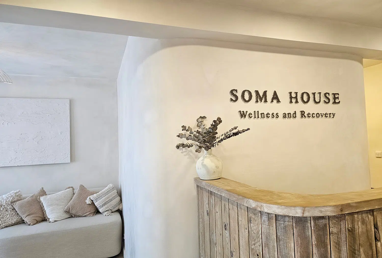 reception desk at soma house, wellness and biohacking clinic in high wycombe